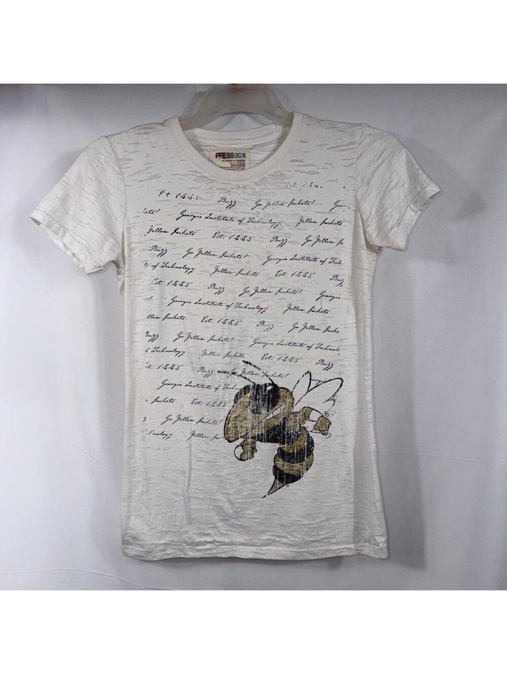 Pressbox Georgia Tech Yellow Jackets Burnout Graphic Tee Size Large
